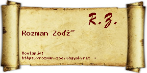 Rozman Zoé névjegykártya